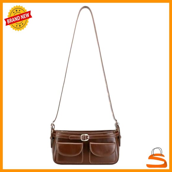 Vegan Leather Shoulder Bag, Y2K Crossbody Purse, Adjustable Strap - Picture 6 of 7